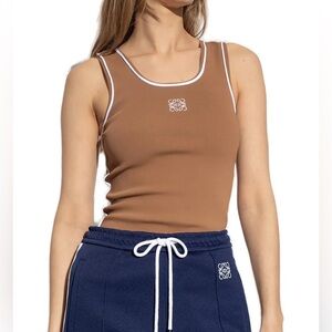 Loewe Logo Embroidered Tank Top Brown S